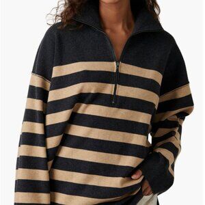 Free People Coastal Stripe Half Zip Pullover, size XS
